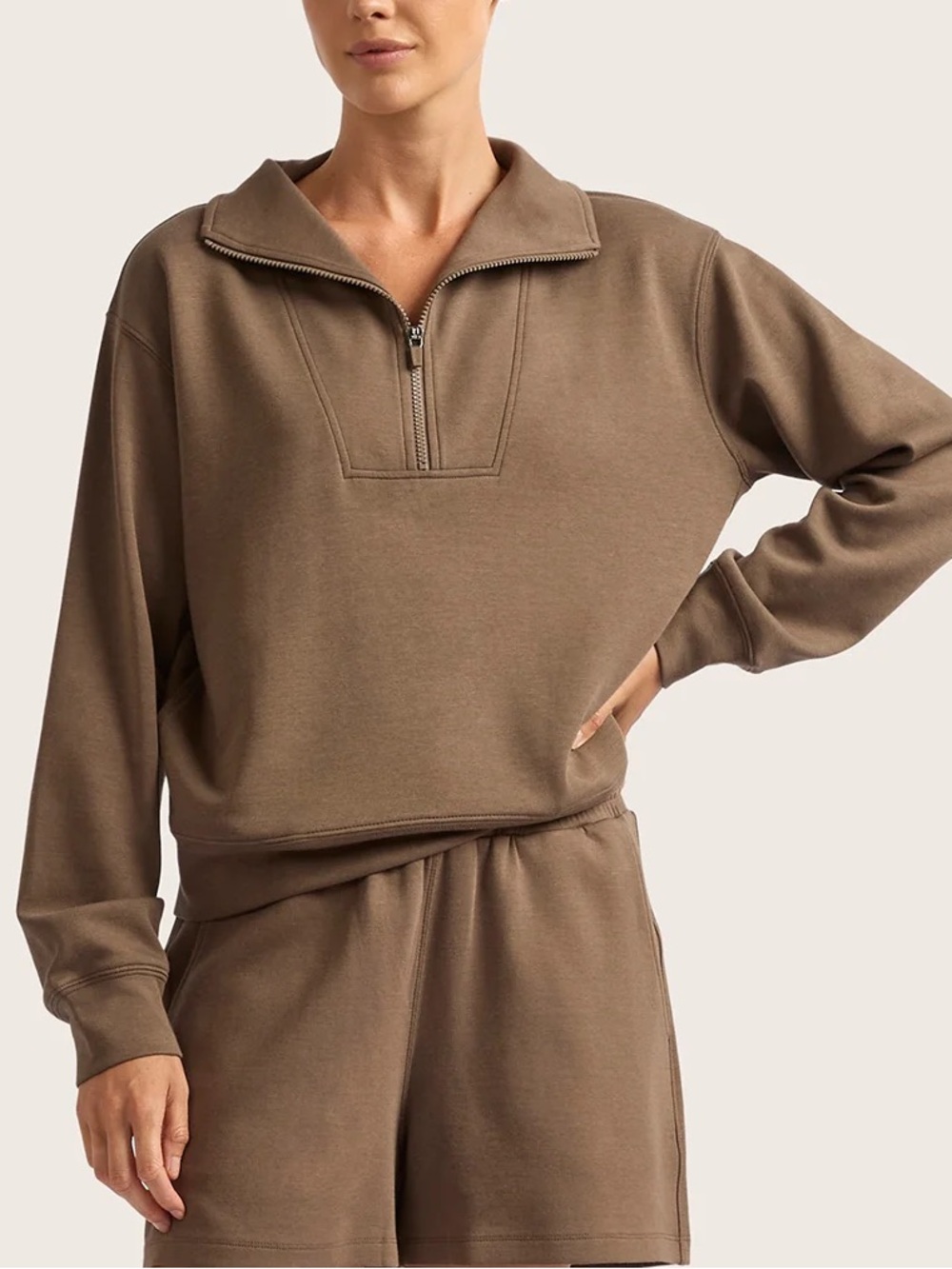 Boody Women's Quarter Zip Sweater - Oyster 1/4 Zip Small S New with tags NWT